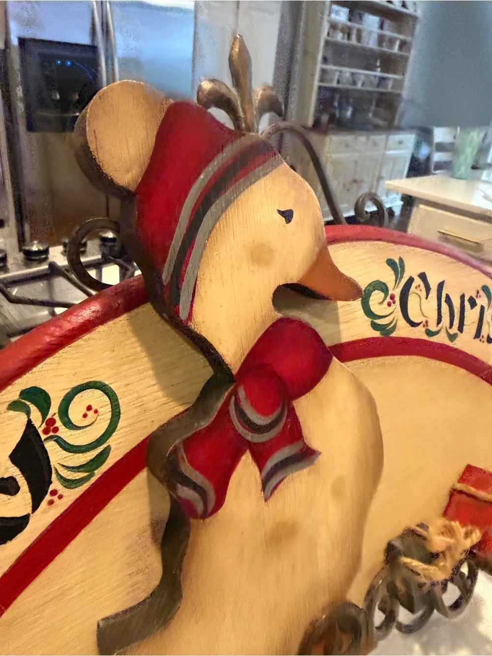 Vintage Folk Art Christmas Duck Goose Wood Wall Decor Merry Christmas 24”